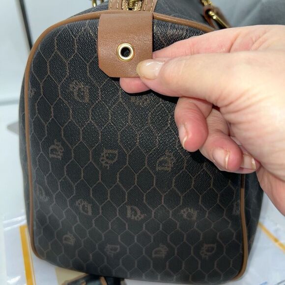 Christian Dior Black Brown Monogram Trotter Honeycomb Boston Duffle Bag With Loc - Picture 12 of 14